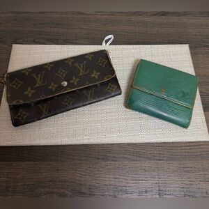 Louis Vuitton Brown Monogram and Green Epi Wallet Duo